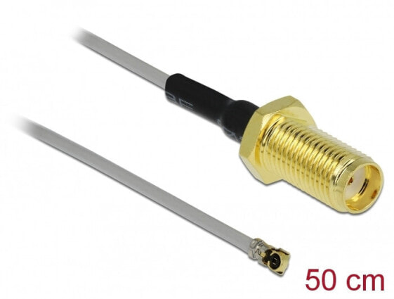 DeLOCK 90399 coaxial cable 0.5 m SMA MHF Black, Gold, Grey