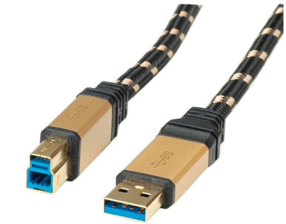 ROLINE 11.88.8903 USB cable 3 m USB 3.2 Gen 1 (3.1 Gen 1) USB A USB B Black, Gold