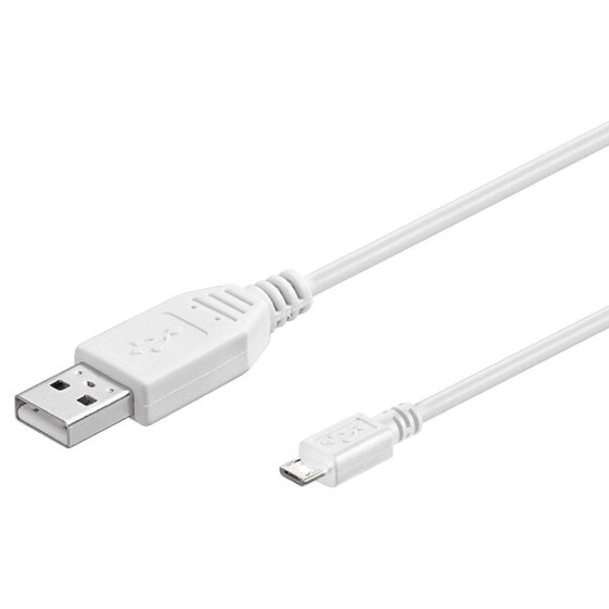 Goobay USB 2.0 A/micro-B 0.15m, 0.15 m, USB A, Micro-USB B, 2.0, Male/Male, White