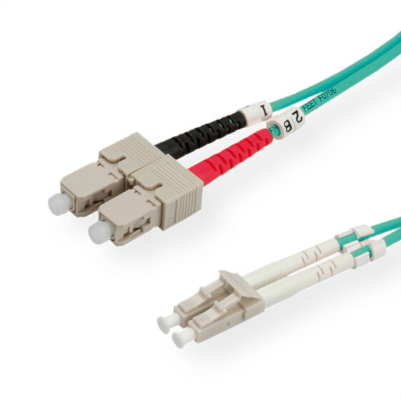 Value Fibre Optic Jumper Cable, 50/125µm, LC/SC, OM3, turquoise 0.5 m