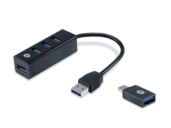 HUBBIES 4-Port USB 3.0 Hub with USB-C OTG Adapter
