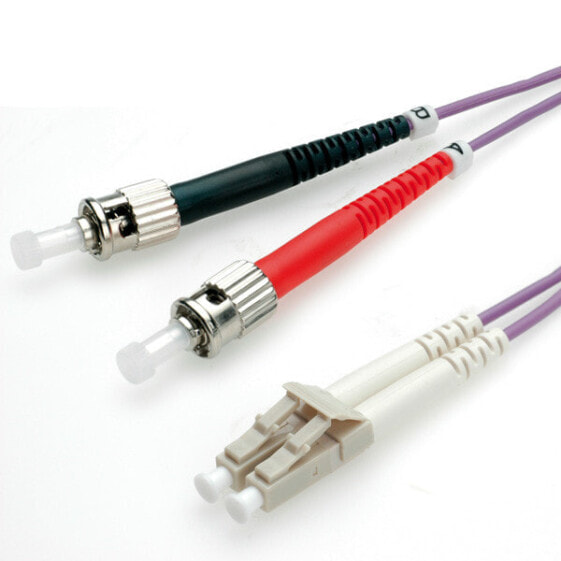 Value Fibre Optic Jumper Cable, 50/125µm, LC/ST, OM4, purple 5.0 m