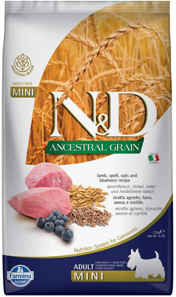 Farmina N&D Low Grain Adult Mini Lamb and Blueberry Dry Food Please Select 2.5 kg