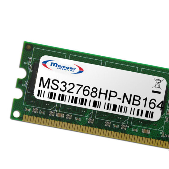 Memory Solution MS32768HP-NB164. Component for: Notebook, Internal memory: 32 GB, Memory layout (modules x size): 1 x 32 GB