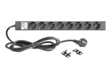 Power Strips and Surge Protectors adam hall 87471, 2 m, 8 AC outlet(s), Indoor, 1.5 mm², Aluminium, Plastic, Black, Red