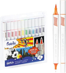 Felt-Tip Pens Fiorello Pisaki Sketch dwustronne 12 kolorów FIORELLO