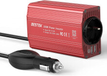 Automotive Inverters Bestek voltage converter 12 V to 230 V,, 300 W inverter, car Inverter with TÜV certified and 2 USB ports incl. car cigarette lighter plug, red.