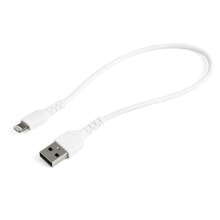 Charging Cables StarTech.com 30cm Durable USB A to Lightning Cable - White USB Type A to Lightning Connector Charge & Sync Power Cord - Rugged w/Aramid Fiber - Apple MFI Certified - iPad Air iPhone 12