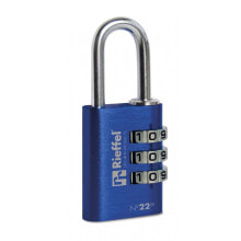 Padlocks Rieffel 22/30 SB, Conventional padlock, Combination lock, Blue,Stainless steel, Aluminum, Steel, U-shaped