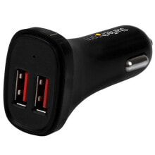 Chargers For Smartphones StarTech.com Dual-Port USB Car Charger - 24W/4.8A - Black