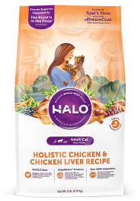 Cat Dry Food Halo Purely For Pets Adult Cat Chicken & Chicken Liver Recipe -- 6 lbs