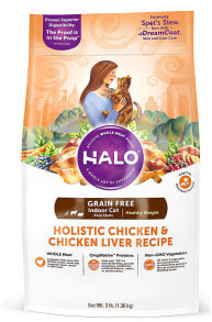 Cat Dry Food Halo Purely For Pets Grain Free Natural Dry Cat Food Holistic Chicken & Chicken Liver -- 3 lbs