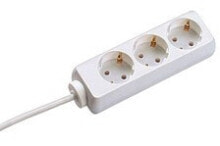 Sockets, switches and frames 3x Schuko H05VV-F 3G 1.50mm² 16A/3680W 3m, 3 m, 3 AC outlet(s), Plastic, White, 3680 W, 16 A