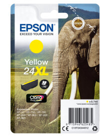 Cartridges Epson Elephant Singlepack Yellow 24XL Claria Photo HD Ink