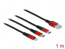 Charging Cables DeLOCK 86709 USB cable 1 m USB 2.0 USB A USB C/Lightning Black, Red