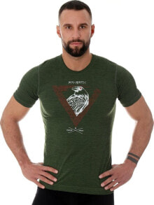 Mens T-Shirts and Tanks Brubeck SS12650A Koszulka męska z krótkim rękawem OUTDOOR WOOL PRO ciemno zielony XL