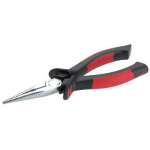 Thin pliers and round pliers 10 0214, Needle-nose pliers, Shock resistant, PU plastic,Steel, Plastic, Black/Red, 16 cm