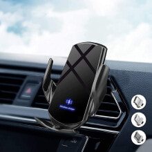 Holders for mobile devices FDGAO Wireless Car Charger, Automatic Sense Clamp 15 W Wireless Car Chargers Magnetic Charging Mobile Phone Holder for iPhone 13/11/12/X/8, Galaxy S20/S10/S9/Note (with 3 Magnetic Plugs)