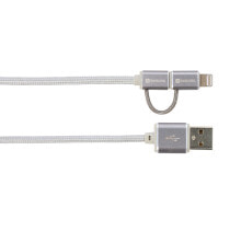 Charging Cables Skross 2in1 Charge'n Sync - Steel Line USB cable 1 m USB A Micro-USB B/Lightning Silver