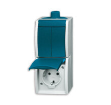 Sockets, switches and frames Busch-Jaeger 2601/5/20EW-53-503, CEE 7/3, 2P+E, Blue,White, IP44, CE, 250 V