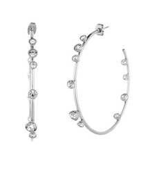 Earrings Beautiful steel round earrings with clear crystals LJ1566