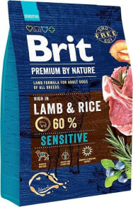 Dog Dry Food Brit Premium by Nature Sensitive Lamb 3 kg Adult Lamb, Rice