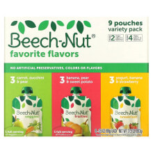 Smoothie beech-Nut, Favorite Flavors Variety Pack, 6+ Months & 12+ Months, 9 Pouches, 3.5 oz (99 g) Each
