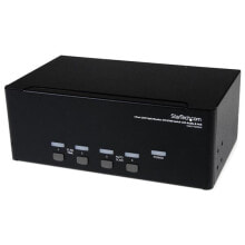 USB Hubs StarTech.com 4 Port Triple Monitor DVI USB KVM Switch with Audio & USB 2.0 Hub