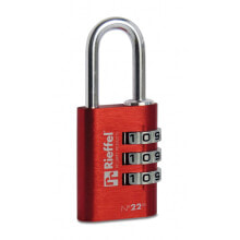 Padlocks Rieffel 22/30 SB, Conventional padlock, Combination lock, Red,Stainless steel, Aluminum, Steel, U-shaped