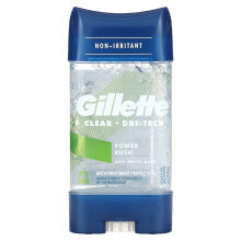 Deodorants for Men Gillette, Clear + Dri-Tech, Antiperspirant & Deodorant, Power Rush, 3.8 oz (107 g)