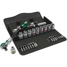 Tool kits and accessories Wera 8100 SC 6, Socket wrench set, Black,Chrome,Green, CE, Ratchet handle, 1 pc(s), 10,11,12,13,14,15,16,17,18,19 mm