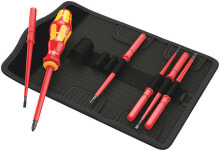 Screwdriver Kits 6 VDE interchangeable blades with 817 VDE Kraftform handle in a robust belt pouch