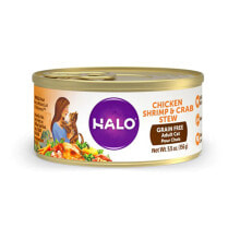 Wet Cat Food Halo Purely For Pets Grain Free Adult Cat Food Chicken Shrimp & Crab Stew -- 5.5 oz Each / Pack of 12