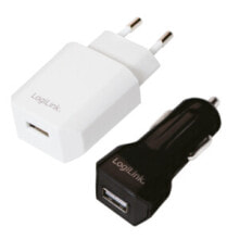 Chargers and Power Adapters LogiLink PA0109 mobile device charger Black, White Auto, Indoor