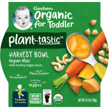 Smoothie gerber, Organic For Toddler, Plant-Tastic, Harvest Bowl, 12+ Months, Vegan Mac with Creamy Veggie Sauce, 4.5 oz (128 g)