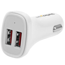 Chargers For Smartphones StarTech.com Dual-Port USB Car Charger - 24W/4.8A - White