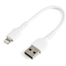 Charging Cables StarTech.com 15cm Durable USB A to Lightning Cable - White USB Type A to Lightning Connector Charge & Sync Power Cord - Rugged w/Aramid Fiber - Apple MFI Certified - iPad Air iPhone 12