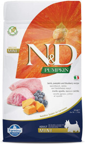 Dog Dry Food Farmina N&D Grain Free Adult Mini Pumpkin, Lamb & Blueberry for Adult Dogs of Small Breeds - Complete Food, Kilograms: 0.8 kg