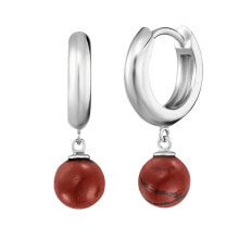 Earrings Silver round earrings with jasper ERE-RJ-CR
