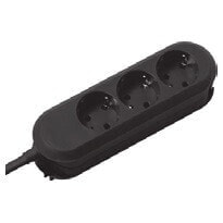 Sockets, switches and frames SMARTLINE (rewireable), 3x socket outlets with earthing contacts, 1.5m cable, Black
