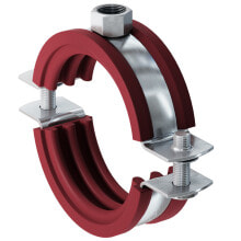 Plumbing clamps Fischer FRSH, Pipe clamp, Steel, Red,Stainless steel, 133 - 141 mm, 198 mm, 174 mm