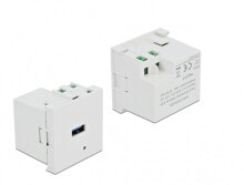 Sockets, switches and frames DeLOCK 81311, USB A, Thread clamp-type terminal, White, Plastic, Power, 100 - 240 V