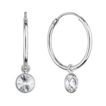 Earrings Silver round earrings with clear Swarovski 2in1 31309.1