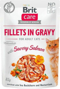 Wet Cat Food Brit Brit Care Cat Pouch Salmon - filety z łososia w sosie, mokra karma dla kota, saszetka 85g uniwersalny