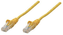 Cables or Connectors for Audio and Video Equipment Intellinet Network Patch Cable, Cat5e, 0.25m, Yellow, CCA, SF/UTP, PVC, RJ45, Gold Plated Contacts, Snagless, Booted, Polybag
