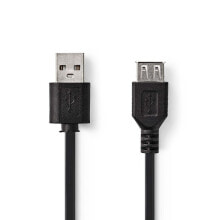 Cables & Interconnects Nedis CCGP60010BK02 USB cable 0.2 m USB 2.0 USB A Black