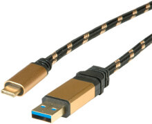 Charging Cables ROLINE 11.88.9013 USB cable 1 m USB 3.2 Gen 2 (3.1 Gen 2) USB A USB C Black, Gold