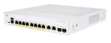 Network Equipment Models Business 250 Switch, 8 10/100/1000 PoE+ ports with 67W power budget, 2 Gigabit copper/SFP combo ports, external power, EU