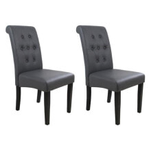 Upholstered chairs and half-seats CUBA 2er-Set Esszimmersthle - Graue Imitation - Moderner Stil - B 45 x T 42 cm