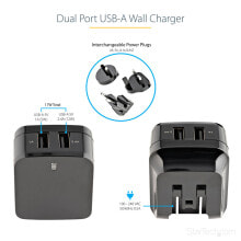 Chargers and Power Adapters StarTech.com Dual-port USB wall charger - international travel - 17W/3.4A - black
